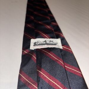 Vintage Steven Windsor Men’s Silk Repp Tie Blue Red Stripe   61” X 3 1/2”